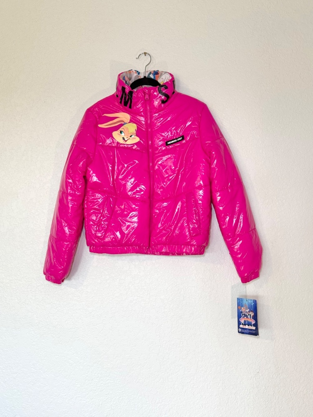 Members Only Space Jam Puffer Jacket Women's M Pink Lola Bunny Looney Tunes NEW